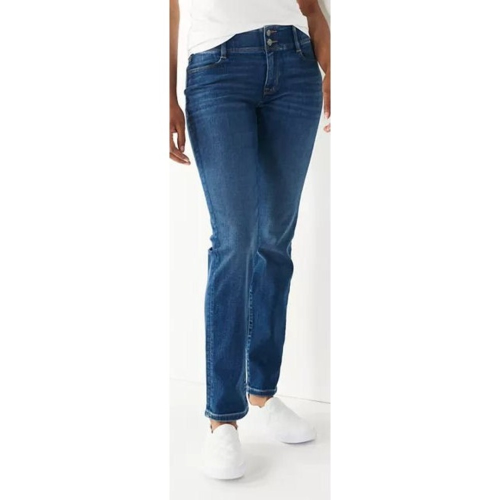 Nine West Women's Tummy Control Mid Rise Straight Sculpting Stretch Jeans - 10